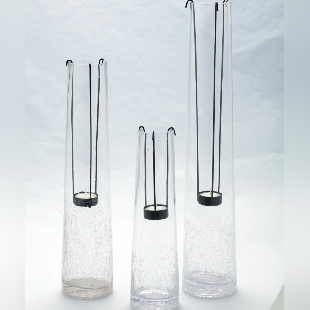 3 Piece Glass Hurricane Set Charlton Home